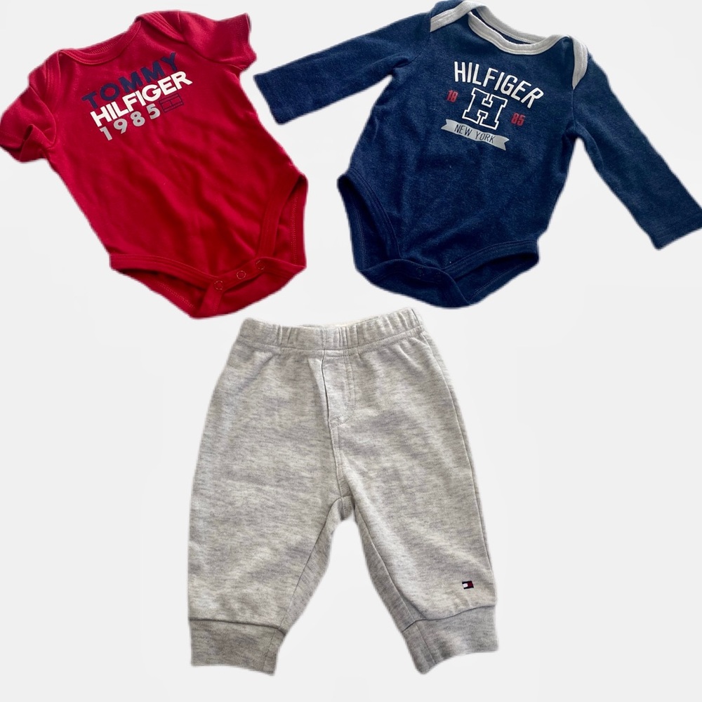 Tommy Hilfiger 3-Pcs Bodysuits & Jogger Pants Set